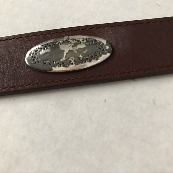 BRIGHTON Concho Leather Belt Western Brown Silver - Picture 15 of 15